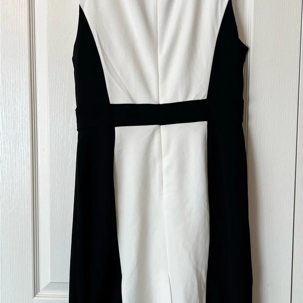 Tahari WomenPolyester Sleeveless Color Block Black & White Dress Size 10 NWT - Picture 7 of 7